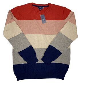 Club Room Mens Striped Lightweight Sweater Orange Combo L